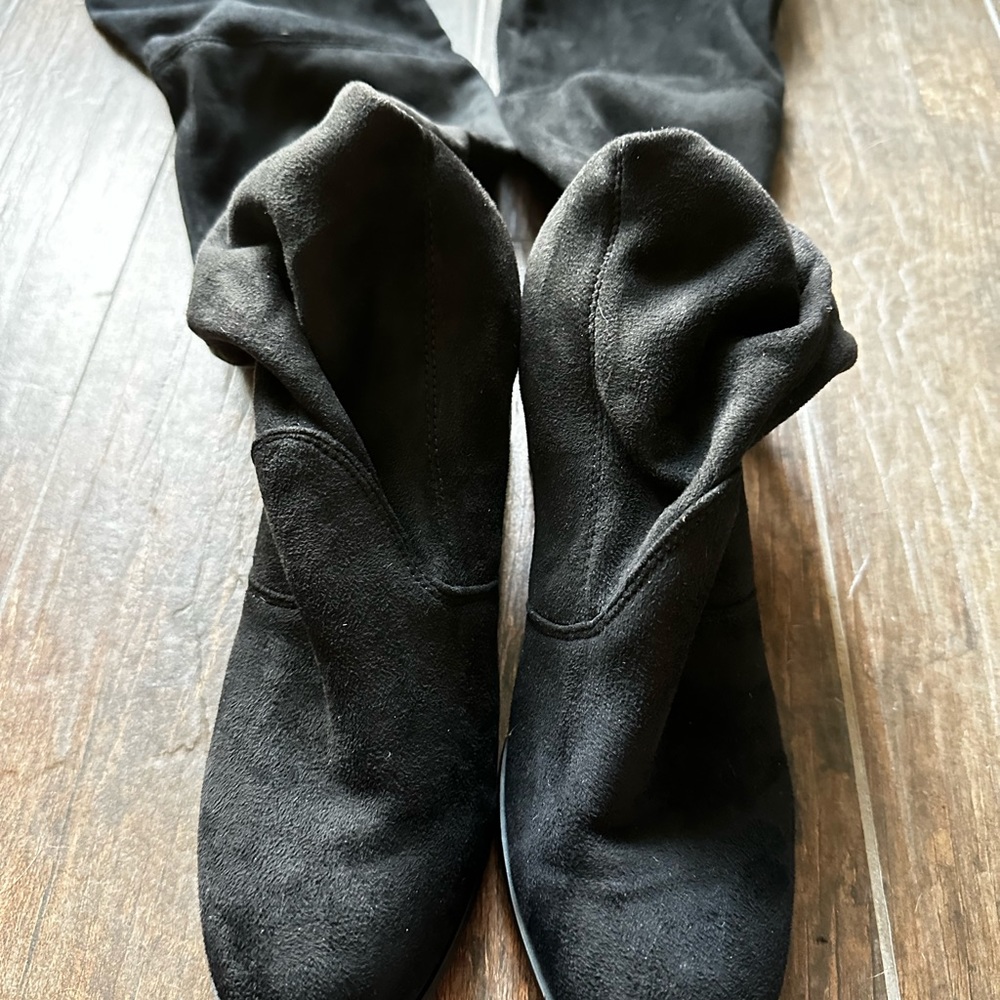 SHEIN Tie-Back, Slip-On Chunky Heel Boots, Black, Size 41 (US 9.5) - Picture 5 of 5
